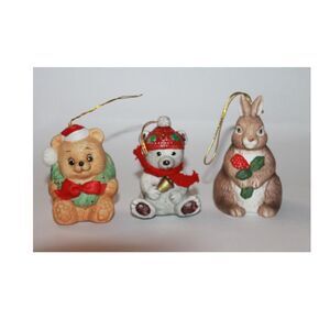 Set of 3 Vintage BRN Bunny, BOA Teddy Jolly Jingles, Teddy Bell Ringer Ornaments